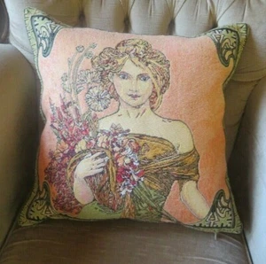ALPHONSE MUCHA SPRING MUSEUM QUALITY VELVET BACKED PILLOW CUSHION COVER ONLY - Picture 1 of 6