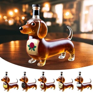 Funny Dog Whiskey Bottle Glass Unique Home Bar For Men Dad Whiskey Enthusiasts - Picture 1 of 37