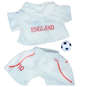 TEDDY CLOTHES England Football Outfit & Ball FITS 16"/40cm build a TEDDY BEAR - Picture 1 of 4