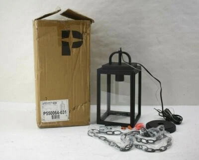 Mini luz colgante de vidrio transparente para exteriores Progress Lighting negra Granbury P550064 Foto 1 de 4