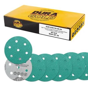 40 Grit 3.5" (90mm) Sanding Discs, 7-Hole, Box of 24 - Hook & Loop Sandpaper - Picture 1 of 5