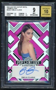 EMILIA CLARKE 2022 LEAF POP CENTURY "PRISMATIC PINK" AUTOGRAPH CARD 1/3 BGS 9.0
