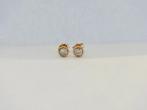 New, BRILLIANT Stud Earrings Elegant, Premium 0.13 Carat 750 Rose Gold - Picture 1 of 3