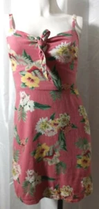 Hollister Floral Strappy Dress Sz XS Pink Tie Front Sleeveless Mini Bodycon - Picture 1 of 19