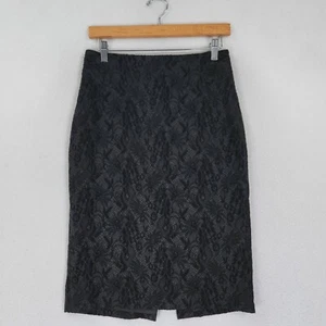 Ann Taylor Skirt Womens 6 Black Lace Knee Length Pencil Classic Business Casual - Picture 1 of 11