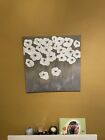 Large Silver Grey Beaded Flower Picture Frame