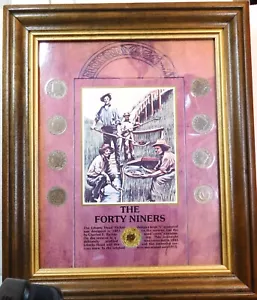 Framed "The Forty Niners": Eight Liberty Nickels and Gold Plated Nickel - Picture 1 of 3