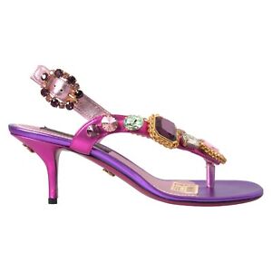 DOLCE & GABBANA Shoes Multicolor Crystals Slingback Sandals EU39 / US8.5 2100usd