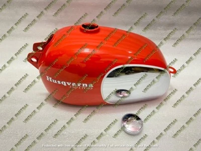 Husqvarna Husky 360 Cross Steel Chrome & Red Painted Gas Fuel Petrol Tank - Image 1 of 4