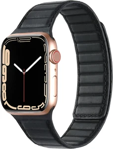 Apple Watch Band 100% Leather Magnet Magnetic Link Iwatch Ultra 9 SE 8 7 6 5 4 - Picture 1 of 27