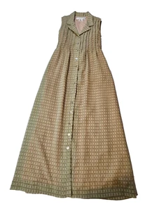 DONNA RICCO NEW YORK PETITE BUTTON UP  OLIVE/BEIGE PRAIRIE WOMENS DRESS SZ 4 - Picture 1 of 13