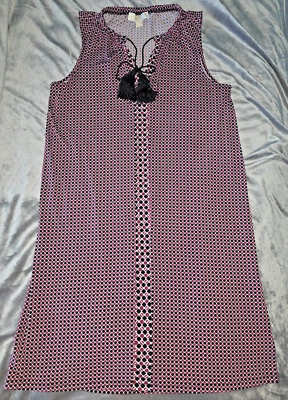 Vestido para mujer mediano Michael Kors ciruela negro geométrico sin mangas borlas de verano Foto 1 de 4
