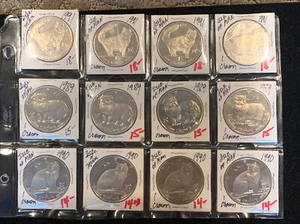 LOTE DE 12 PIEZAS ISLA DE MAN 1989-1991 UNA CORONA COBRE NÍQUEL 'GATOS' ELECCIÓN GEMA BU - Imagen 1 de 7