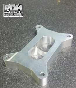 1" CARBY SPACER, SUIT 2 BARREL 350 HOLLEY, TAPERED 2 HOLE TO 1 - Picture 1 of 4