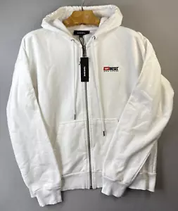 Diesel S-ALBY-ZIP-DIV FELPA Hoodie Men Size L Fits XL White Long Sleeve LOGO NWT - Picture 1 of 11