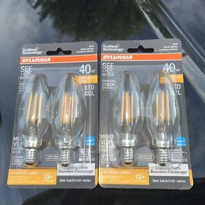 4 NEW SYLVANIA LED 40 WATT SOFT WHITE,DIMMABLE,350 LUMENS,IN & OUTDOOR B10 BULB - Picture 1 of 3