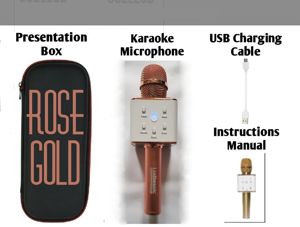 Official Rose GoldLtd Edition Q7 LeoBMusic Karaoke Microphone Bluetooth Player  - Image 1 of 1