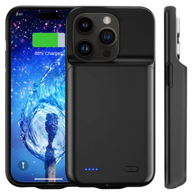 Cargador de batería externo Banco de alimentación Cubierta para iPhone 15 14 13 12 8 Estuche de carga Foto 1 de 4