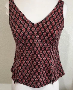 It Figures Womens Tankini Top Size 8 Black Red Swimsuit Padded Bathing Suit Top - Picture 1 of 6