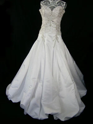 Stephen Yearick Size 6 White Huge Ball Gown Wedding Dress Swarovski Pleats - Image 1 of 4