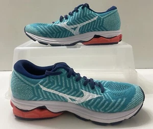 Mizuno Waveknit R2 Running Shoes Aqua White Coral J1GD182908 Women Size 7.5 - Picture 1 of 11