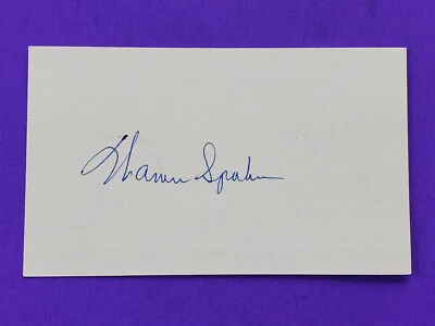 WARREN SPAHN AUTOGRAPH 3X5 INDEX CARD BASEBALL HALL OF FAME - Image 1 of 2