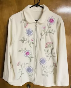 Embroidered White Fleece Jacket - Picture 1 of 2