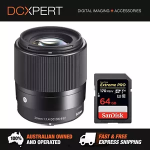 SIGMA 30MM F/1.4 DC DN CONTEMPORARY LENS FOR SONY E-MOUNT (4302965) + SD CARD - Picture 1 of 7