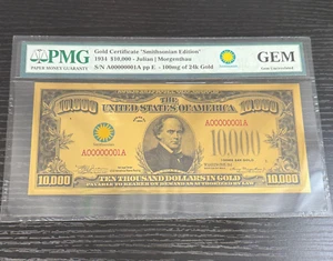 100mg 24k Gold Certificate Smithsonian Edition 1934 $10,000 Julian ~ Morgenthau - Picture 1 of 4