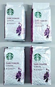 4 Starbucks Sumatra Dark Roast Coffee 12oz Bags Whole Bean 2012 Collectible 48oz - Picture 1 of 5