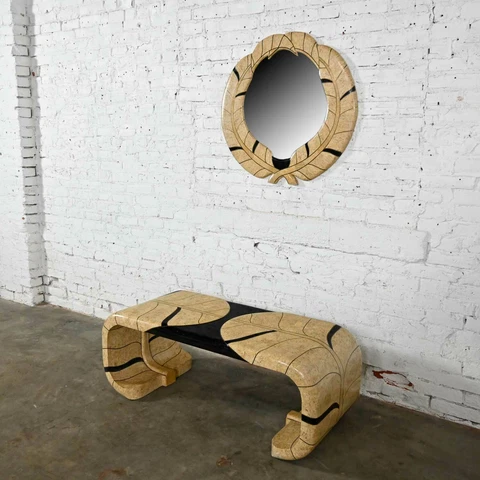 Art Deco Revival Tessellated Marble Console Table & Mirror Style Maitland Smith Cover