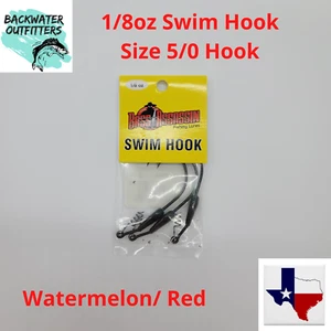 Bass Assassin 1/8oz Swim Hook Size 5/0 Watermelon/ Red 3cnt Swim18075 !!Redfish! - Picture 1 of 8