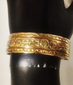 Southwestern Style Vintage 60's-70's Gold Filled Brass Cuff Bracelet - Picture 1 of 3