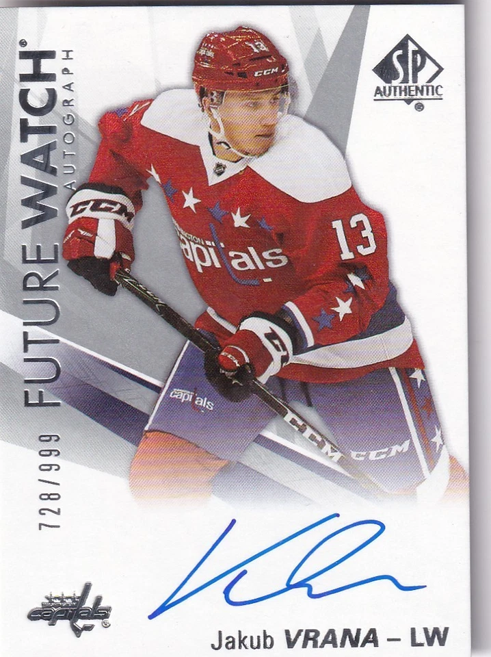 2016-17 SP Authentic #184 Jakub Vrana Future Watch AUTO RC 728/999 - Image 1 of 2