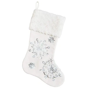 Let It Snow Collection 18"x11" Silvery Snowflakes Stocking Christmas Decorati... - Picture 1 of 3