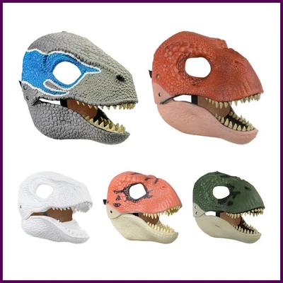 Moving Jaw Dinosaur Mask Natural Latex Halloween Cosplay Dino Mask Raptor - Image 1 of 4