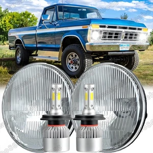 For 1969-78 Ford F100 F150 F250 Pair 7inch Round LED Headlights Halo Hi/Low Beam - Picture 1 of 12
