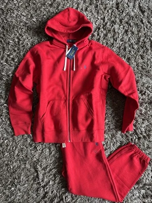 Conjunto de sudadera polar para hombre Polo Ralph Lauren talla nuevo con etiquetas Sudadera con capucha y jogger rojo L $300 Foto 1 de 4