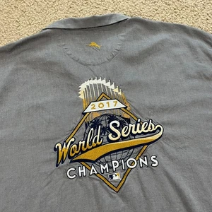 Houston Astros 2017 World Series Tommy Bahama Embroidered Shirt Gray Size 3XL - Picture 1 of 8