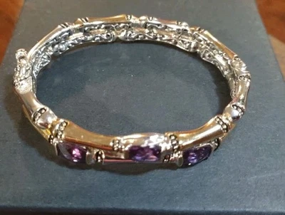 Brazalete Brazalete Doble Fila John Medeiros Amatista Canias Colección Cor  Foto 1 de 4