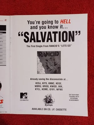RANCID - 1994 US Full-Page Ad 'Salvation' Single Release (HITS Magazine) - Image 1 of 4