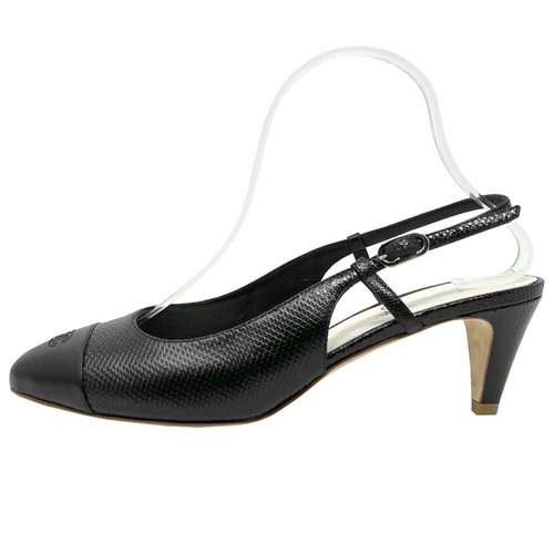 Décolleté Chanel nere in pelle testurizzata con punta a cappuccio taglia 37 5