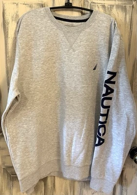 Nautica Gray Crewneck Sweatshirt Mens Long Sleeve Casual Pullover Size Large - Image 1 of 4