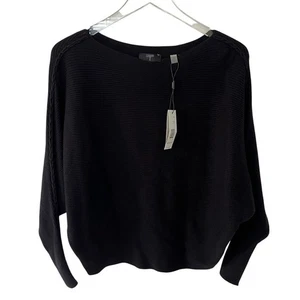 ¡NUEVO! Suéter para mujer Tahari tejido acanalado alas de murciélago XS negro manga larga - Imagen 1 de 7