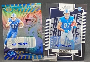 2 CD LOT SAM LAPORTA LIONS 2023 ABSOLUTE ROOKIE  2024 ILLUSIONS AUTO #ED 186/199 - Picture 1 of 2