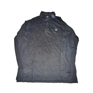 American Eagle Outfitters Poloshirt Herren Gr. XL Schwarz Langarm Neu mit Etikett - Bild 1 von 6