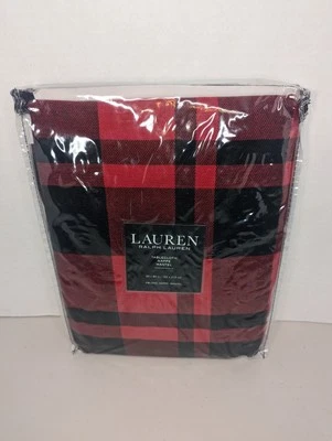 Mantel a cuadros Lauren Ralph Lauren oblongo 60" x 84" dobladillo a medida negro/rojo  Foto 1 de 4