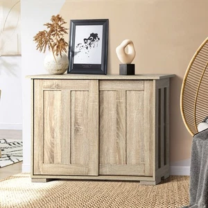Oikiture Buffet Sideboard Cabinet Doors Storage Cupboard Hallway Table Natural - Picture 1 of 10
