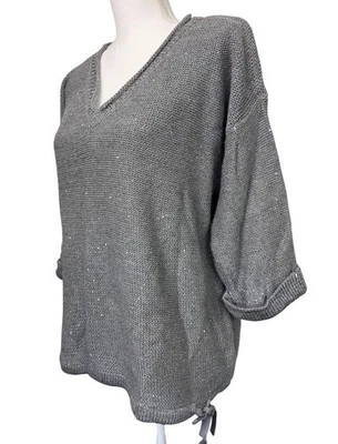 Top de mujer nuevo con etiquetas DKNY Jeans Lentejuelas Cuello en V Suéter 2XL Cómodo Ligero Foto 1 de 4