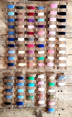 LOT Vintage Thread Magic Match Spools Cardboard Sewing 1950s Mending Notions - Image 1 of 4